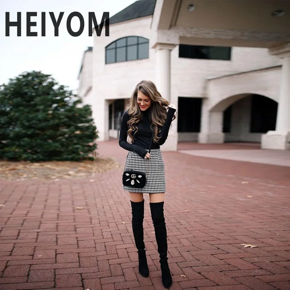 Women Black Pu Leather Pointed Toe Zipper Over The Knee Thigh High Long Boots